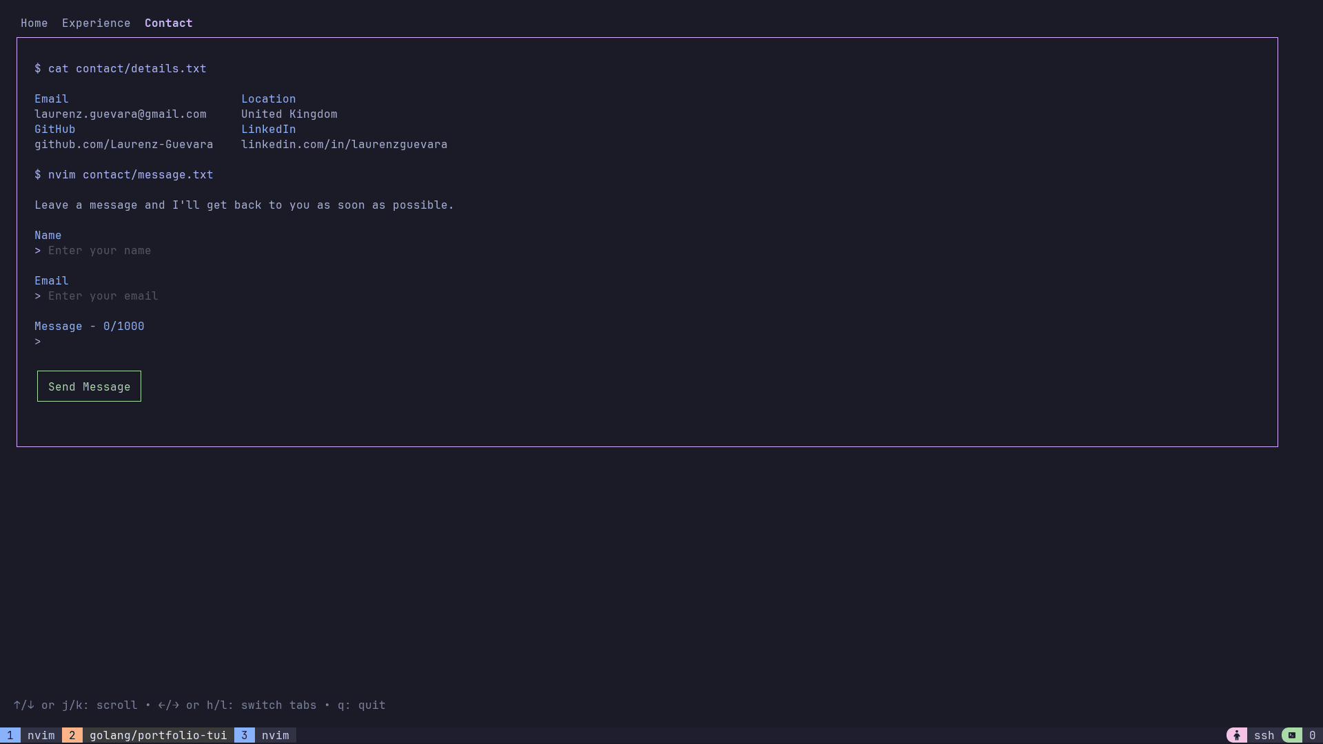 SSH Portfolio Contact Page